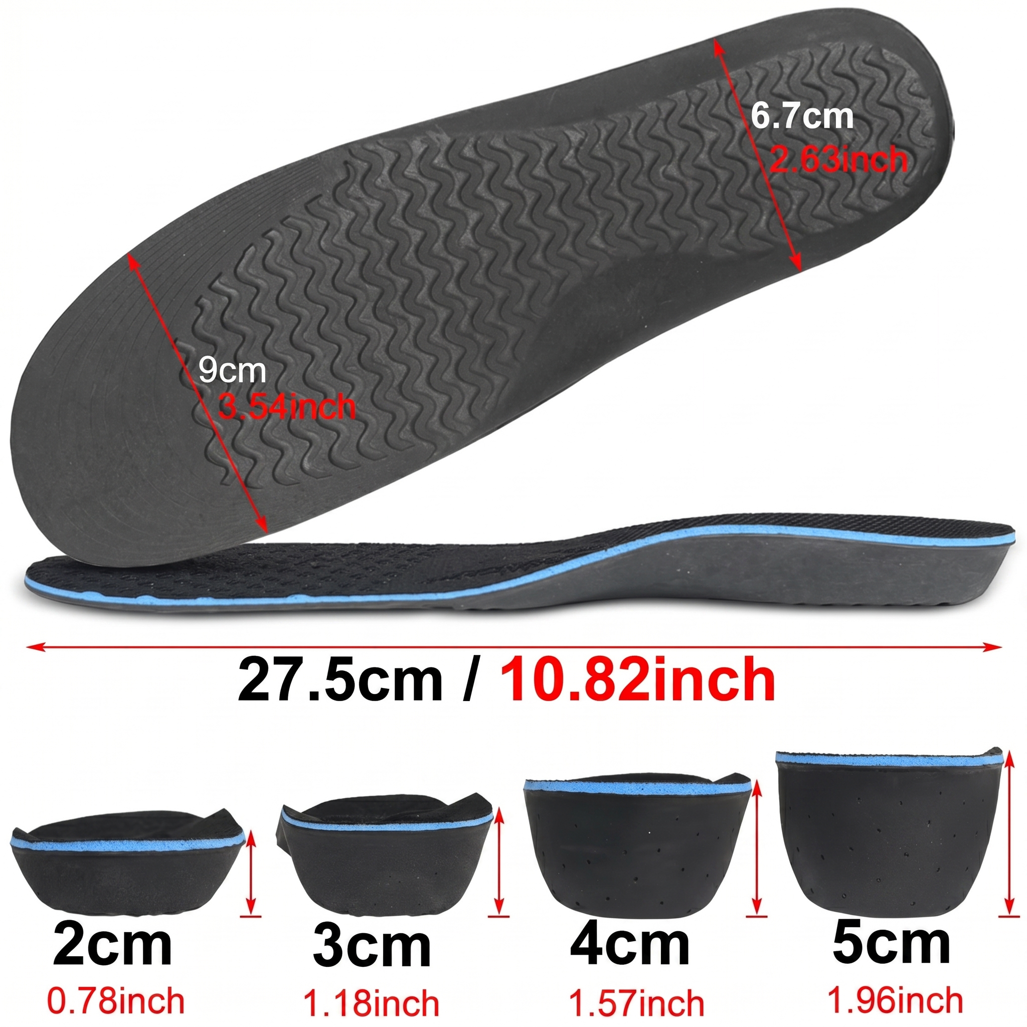 Adjustable 2–5cm Height Increase Insoles – Magnetic Arch Support Heel Inserts - Image 3