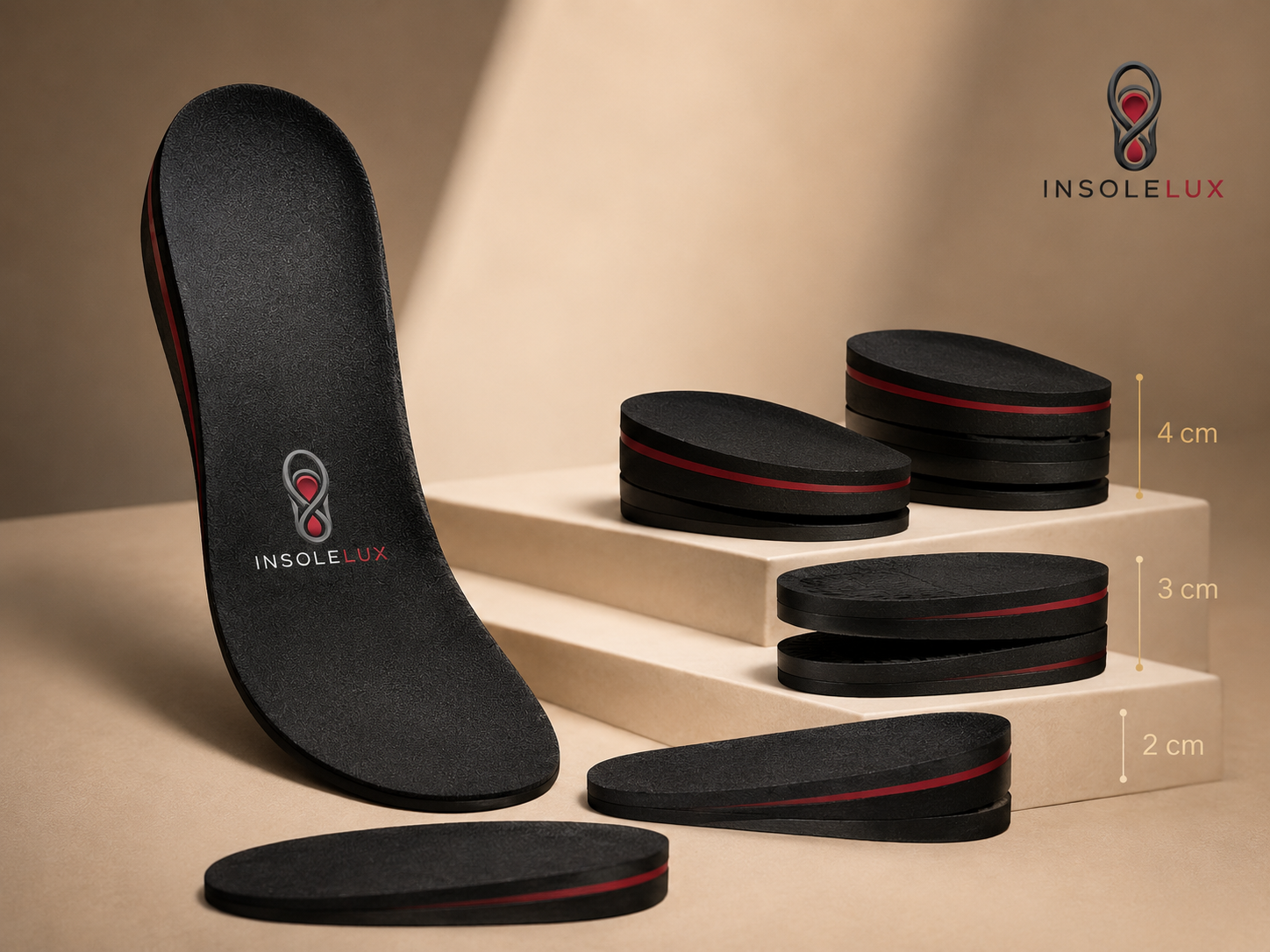 Adjustable height increase insoles with lift height options for men