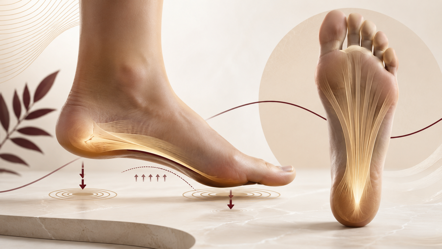 Plantar fascia pressure and heel-to-arch load