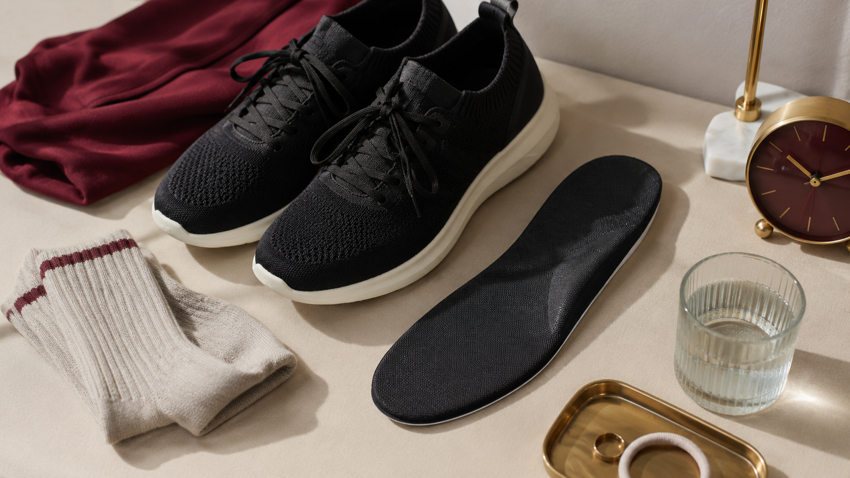 Supportive insoles and shoes for morning heel pain