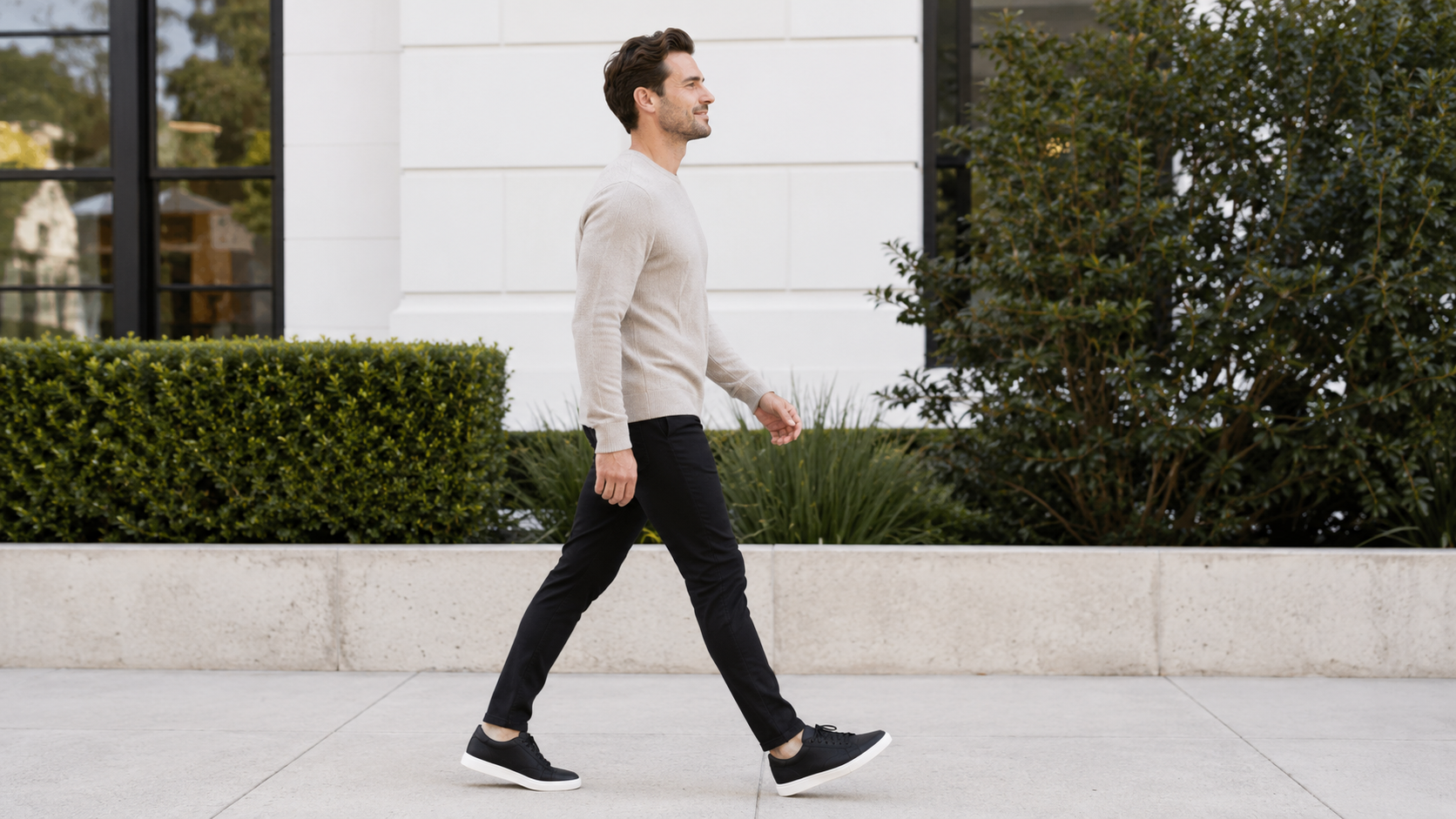 Upright walking posture without leaning forward