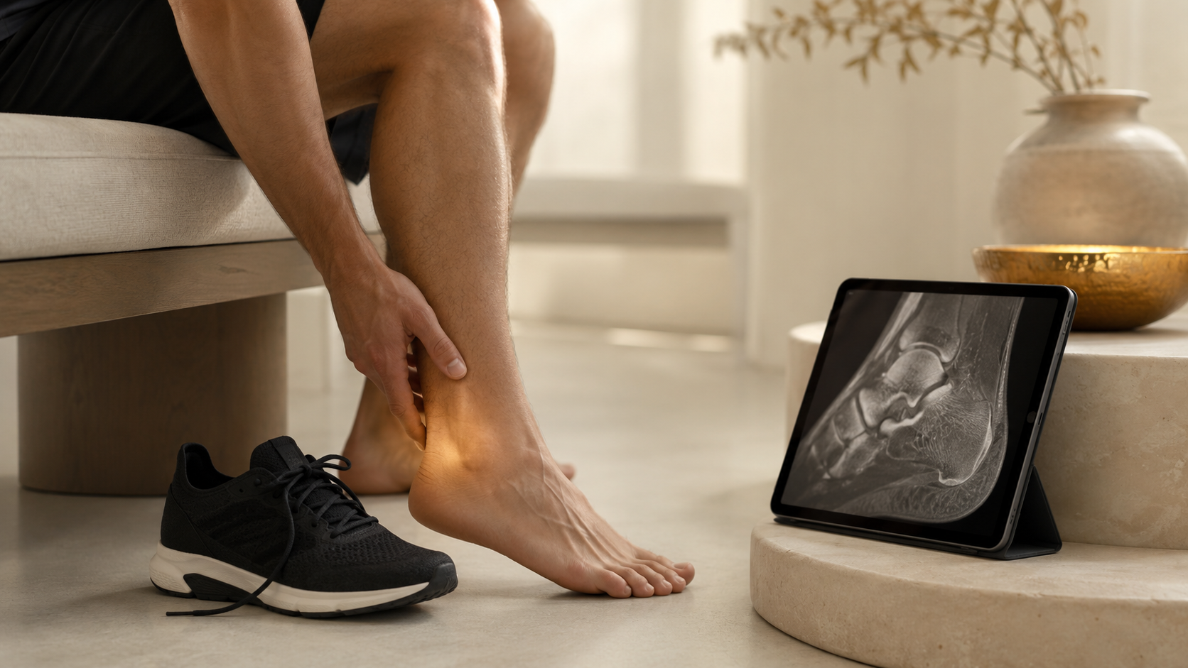 Supportive shoes and insoles for gradual return after heel stress fracture clearance